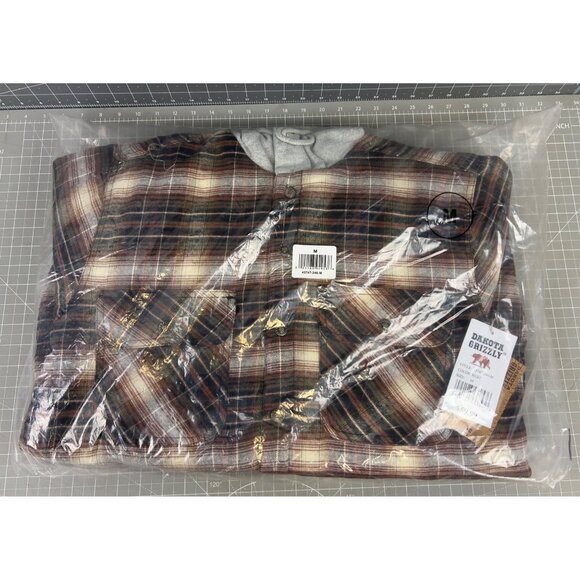 Dakota Grizzly Brown Plaid Lined Hoodie New Sz. M - Picture 3 of 6